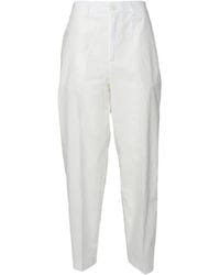 SOLOTRE - Cotton Trousers - Lyst