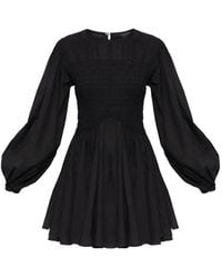 AllSaints - Chia Smocked Puff-Sleeve Cotton Mini Dress - Lyst