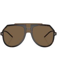 Dolce & Gabbana - Tortoiseshell-effect Aviator-frame Sunglasses - Lyst