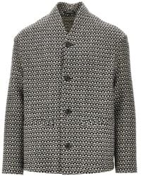 Emporio Armani - Virgin-Wool-Blend Textured Cardigan - Lyst