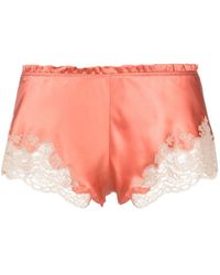 Carine Gilson - Calais-caudry Lace-trim Silk Shorts - Lyst