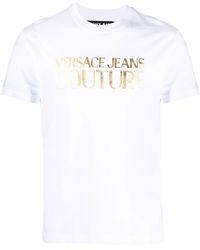 Versace - T-Shirt mit Metallic-Print - Lyst