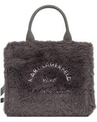 KARL LAGERFELD - Logo-Embroidered Faux-Fur Tote Bag - Lyst