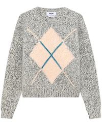 MSGM - Argyle-Pattern Marl-Knit Sweater - Lyst