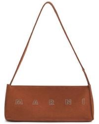 Marni - Museo Logo-Embroidered Suede Shoulder Bag - Lyst