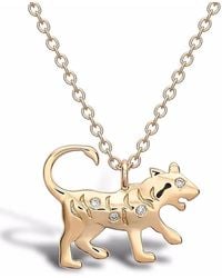 Pragnell - 18Kt Zodiac Diamond Tiger Pendant Necklace - Lyst