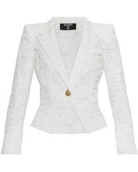 Balmain - Lace-Patterned Buttoned Blazer - Lyst