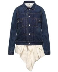 Sacai - Ribbed-Knit Panel Denim Jacket - Lyst