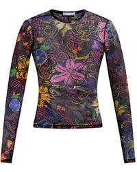 Area - Hotfix Printed Tulle Top - Lyst
