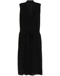Y's Yohji Yamamoto - Tie-Waist Collared Midi Dress - Lyst