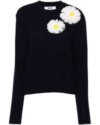MSGM - Pullover mit Blumenapplikation - Lyst