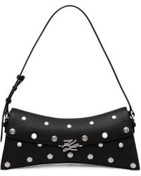 KARL LAGERFELD - Stud-Embellished Logo-Plaque Shoulder Bag - Lyst