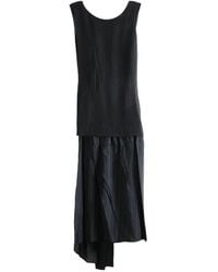 Y's Yohji Yamamoto - Pinstripe-Pattern Asymmetric Midi Dress - Lyst