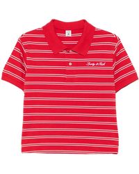 Sporty & Rich - Striped Logo-Embroidered Cotton Polo Shirt - Lyst