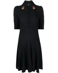 Etro - Floral-embroidered Crepe Dress - Lyst