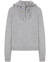 Prada - Embroidered-Scarf Cashmere Sweater - Lyst
