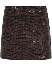 P.A.R.O.S.H. - Sequin-Embellished Zebra-Print Mini Skirt - Lyst