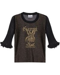 Ganni - Transparent Jacquard Top-Donna - Lyst