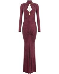 Elisabetta Franchi - Chain-Detailing Ruched Maxi Dress - Lyst