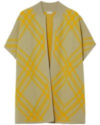 Burberry - Check-print Wool Cape - Lyst