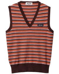 Miu Miu - Striped Wool Knit Vest - Lyst