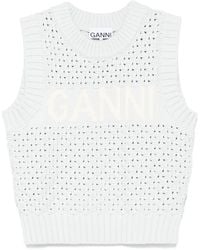 Ganni - ロゴインターシャ トップ - Lyst