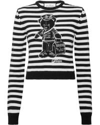 Philipp Plein - Striped Round Neck Pullover Teddy - Lyst