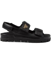 Prada - Sandalias De Piel Con Logo - Lyst