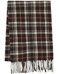 NN07 - Check-Pattern Fringed Scarf - Lyst