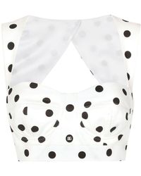 Dolce & Gabbana - Cotton Drill Bustier Top With Polka Dot Print - Lyst