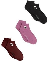 Karl Lagerfeld - Embroidered-Logo Ankle Socks (Pack Of Three) - Lyst