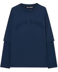Palm Angels - Curved Logo Double Long-Sleeved T-Shirt - Lyst