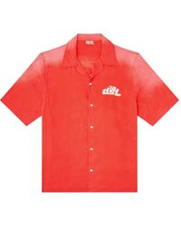 DIESEL - Camicia Bowling Sfumata Con Stampe Logo - Lyst