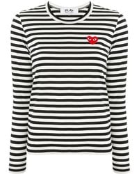 Comme des Garçons - Logo Striped Cotton T-Shirt - Lyst