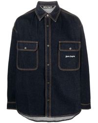 Palm Angels - Palm Angles Logo-embroidered Denim Shirt - Lyst