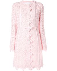 Giambattista Valli Mantel Met Bloemen Kant - Roze