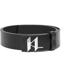 Karl Lagerfeld - Logo-Plaque Leather Belt - Lyst