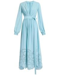 Elie Saab - Macramé-Detail Silk Midi Dress - Lyst