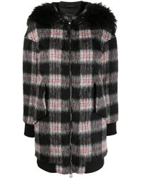 Mr & Mrs Italy Tartan Check Print Parka - Black