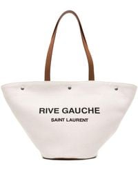 Saint Laurent - Tote Rive Gauche Medium de lona y piel - Lyst