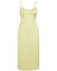 HUGO - Logo-Charm Satin Midi Dress - Lyst