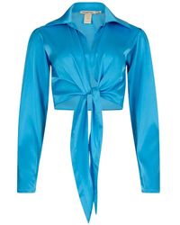 Paramidonna - Chemise Crop Pearl À Détail Noué - Lyst