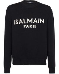 Balmain - Oversize-Pullover aus Wolle mit Logo - Lyst