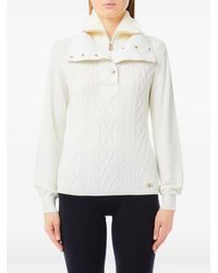 Liu Jo - Cable Knit Sweater With Half-Fastening Collar - Lyst