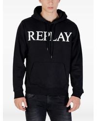 Replay - Logo-Print Drawstring Hoodie - Lyst