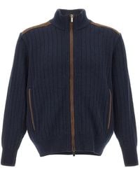 Paul & Shark - Wool-Cashmere Ribbed Knit Zip-Through Knit - Lyst