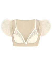 DSquared² - Feather-Trim Lace-Panel Top - Lyst