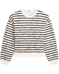 Tommy Hilfiger - Floral-Embroidered Horizontal-Stripe Cotton Sweatshirt - Lyst