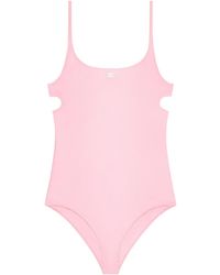Courreges - Logo-Embroidered Cut-Out Swimsuit - Lyst