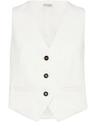 Brunello Cucinelli - Herringbone-Pattern Button-Down Gilet - Lyst